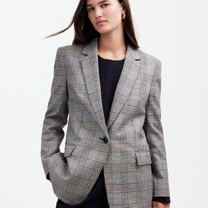 MADEWELL The Kline Blazer, Black Plaid, Size 4